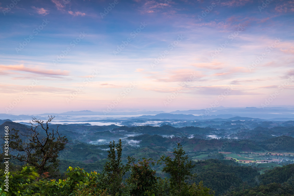 Landscape  on high mountain  in the morning at Doi-hua-mod, tak province, Thailand.