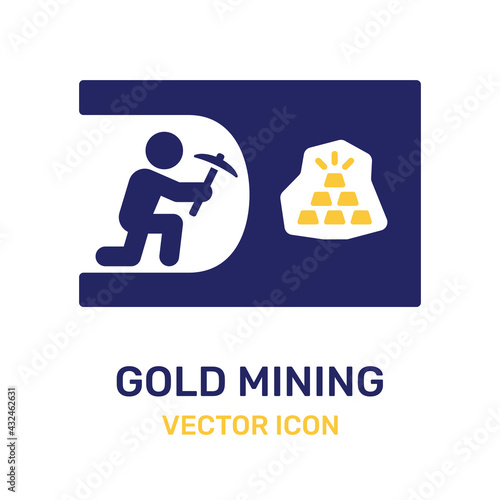 Gold mining worker vector. Miner Labor icon.