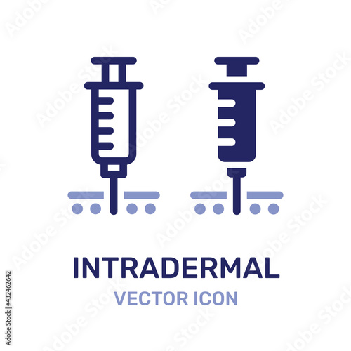 Intradermal injection of syringe under skin icon vector 