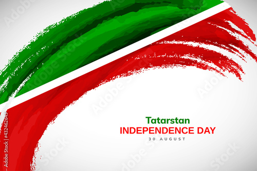 Happy independence day of Tatarstan with watercolor brush stroke flag background with abstract grunge brush flag