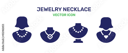 Necklace jewelry display icon set. Included icons as gems, gemstones, jewel, accessories.