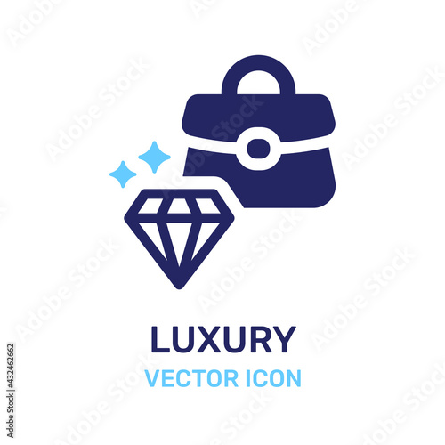Diamond gemstone with luxury bag icon