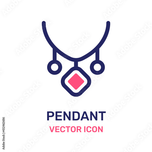 Pendant necklace jewelry icon vector