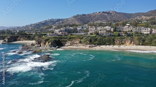 A beautiful afternoon in Orange County, California with a view of Montage Resort in Laguna Beach on a bright and sunny day. 