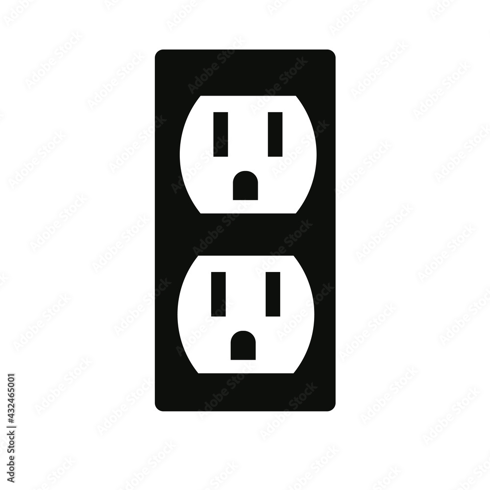 socket icon Flat style illustration on white socket icon Flat style illustration on white