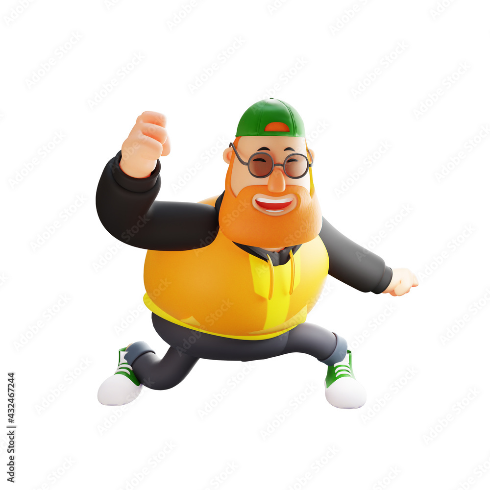 Fat Male Cartoon 3D Illustration showing a happy face Fat Male Cartoon 3D Illustration showing a happy face