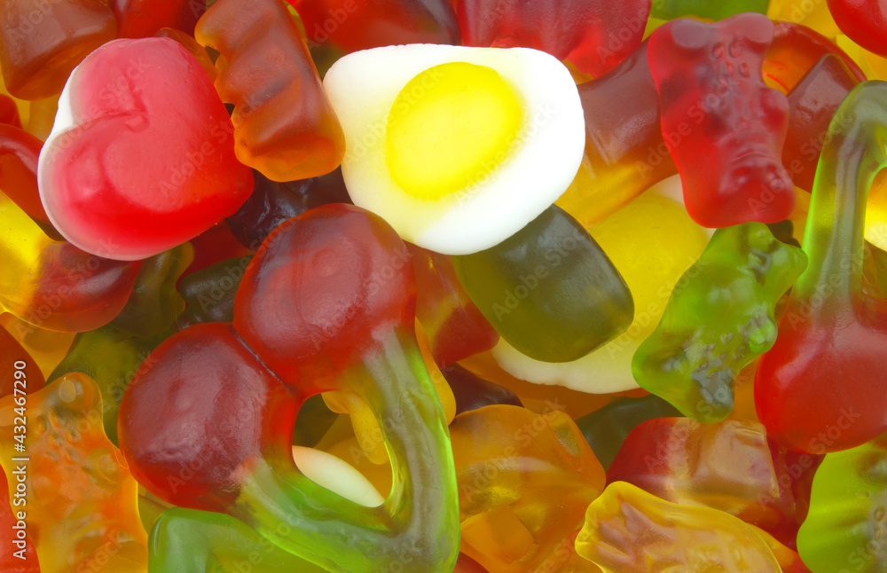 Different gummy candies background Different gummy candies background