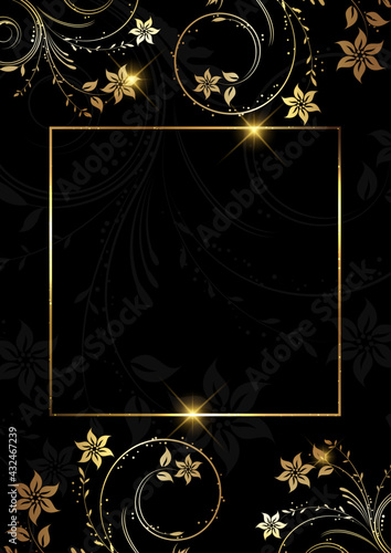Decorative gold and black floral design