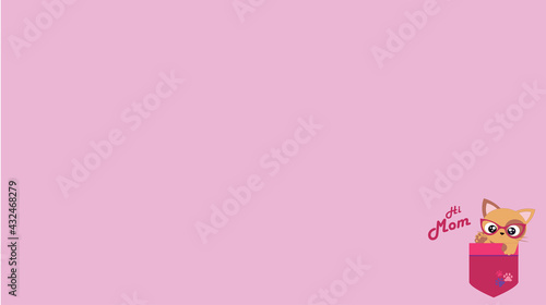 Cat mom cute pink wallpaper illustration