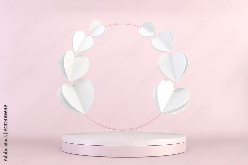 Mock up Minimal pink pedestal design for product show, 3D rendering Mock up Minimal pink pedestal design for product show, 3D rendering