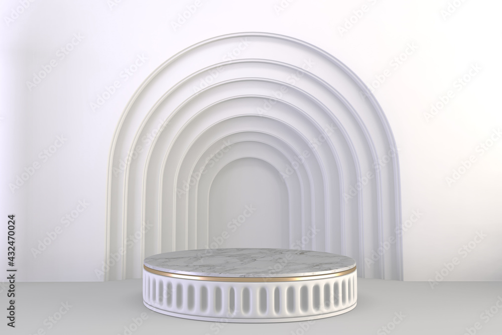 Obraz premium 3d rendering, Luxury Podium roman style on background white for show product.
