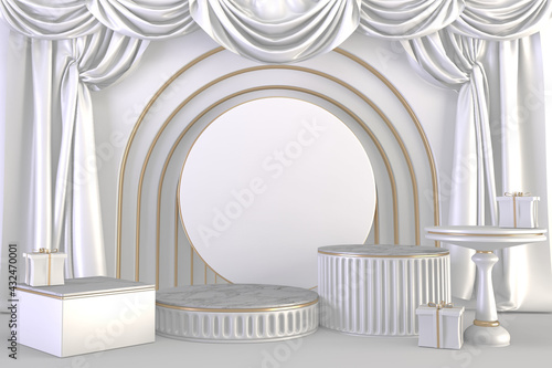 3d rendering, Luxury Podium roman style on background white for show product.