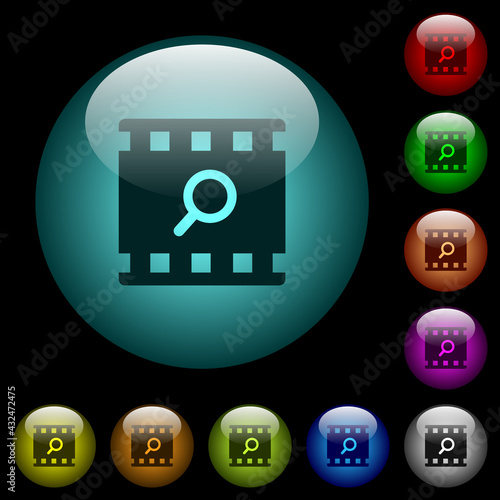 Find movie icons in color illuminated glass buttons