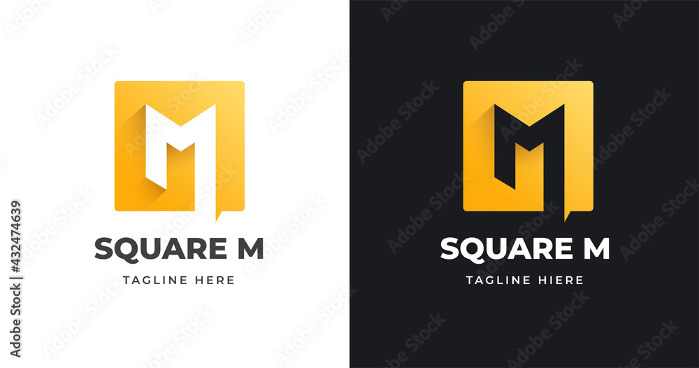 Obraz premium Letter M logo design template with square shape style