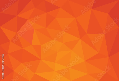 Orange color polygonal pattern background, abstract triangular polygon illustration, light orange triangles mosaic background