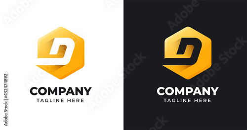 Letter logo D design template with geometric shape design vector illustration