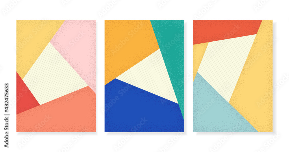 Geometric texture with simple shapes composition. Vector illustration. Abstract backgrounds in memphis style.