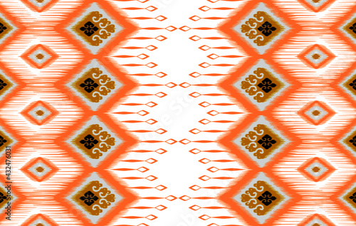 Ethnic Indian ethnic seamless pattern design. Aztec fabric carpet mandala ornament native boho chevron textile decoration wallpaper. Geometric African American texture vector illustrations background.