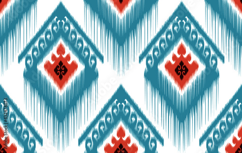 Ethnic Indian ethnic seamless pattern design. Aztec fabric carpet mandala ornament native boho chevron textile decoration wallpaper. Geometric African American texture vector illustrations background.