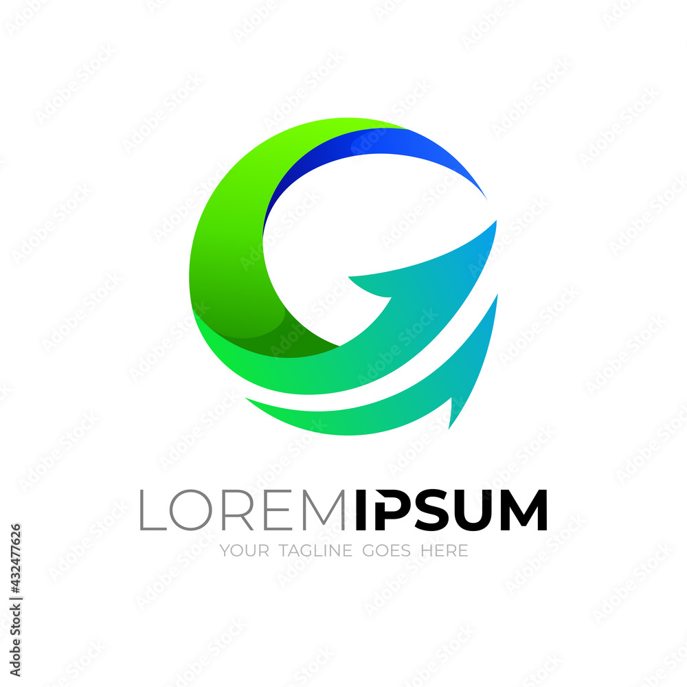 Letter C logo with arrow design combination, green color Letter C logo with arrow design combination, green color