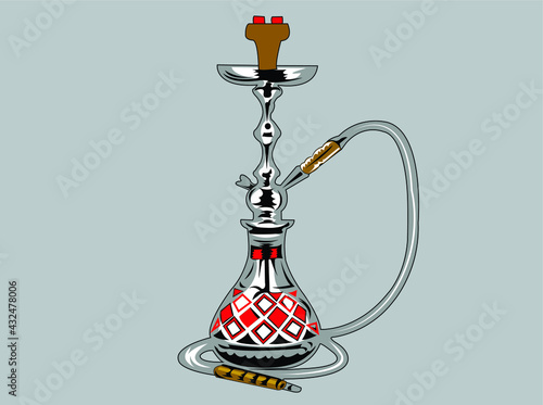 hookah, isolated, pipe, white, smoke, glass, arabic, tobacco, object, metal, water, cup