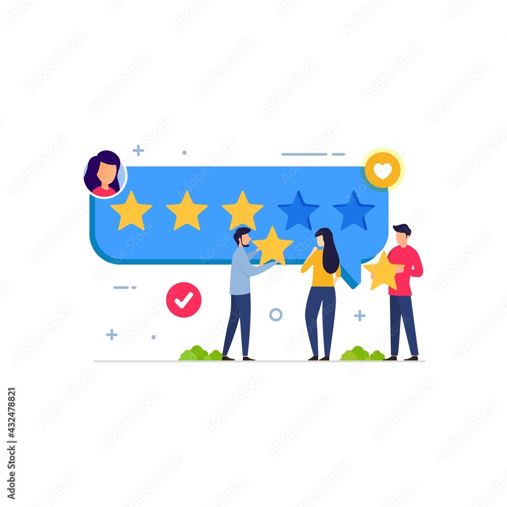 Feedback and giving rating design concept for customer satisfaction vector illustration