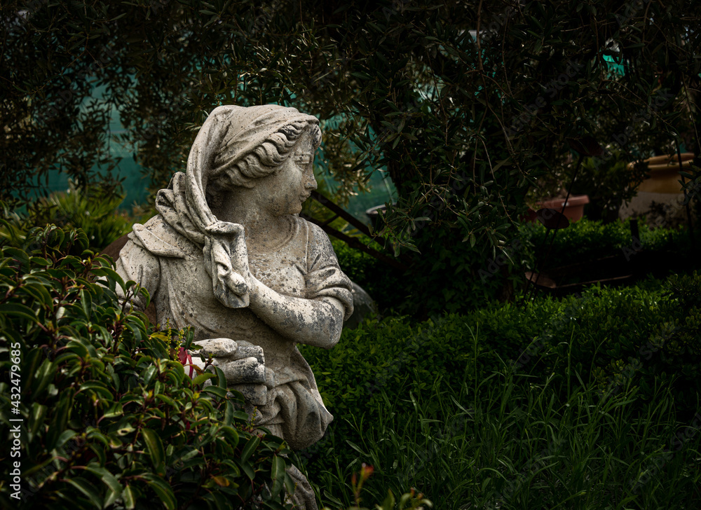 french garden with statue ,provence France.gardening concept