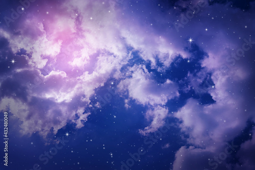 Fototapeta Naklejka Na Ścianę i Meble -  Space of night sky with cloud and stars.