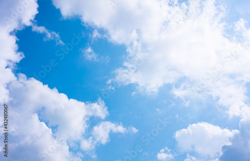 White cloud with blue sky background.