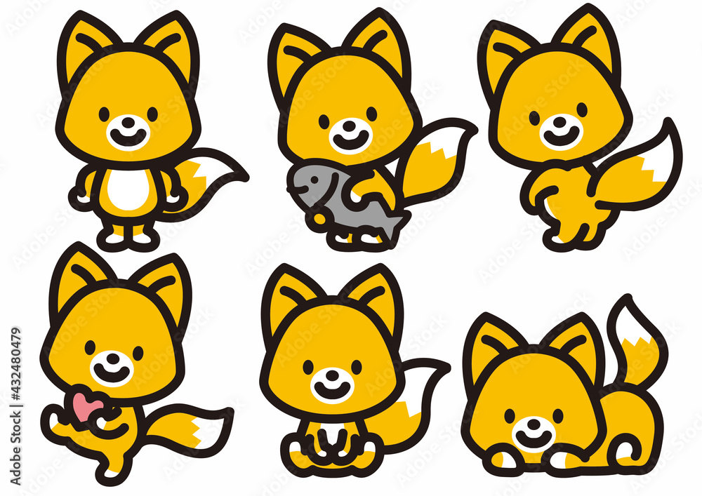 かわいいキツネのキャラクターポーズ集 Stock Vector Adobe Stock かわいいキツネのキャラクターポーズ集 Stock Vector Adobe Stock