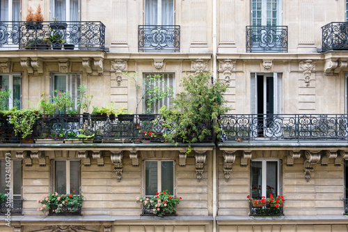 Exterior of a retro apartment building in Paris