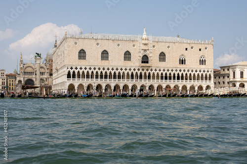 The Doge's palace in Venice, Italy as seen from the lagoon.
