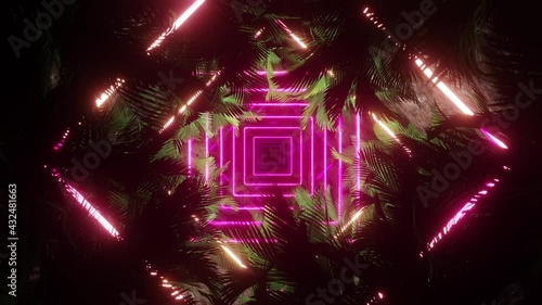 Palm Tree In Light Neon is motion footage for documentary films and cinematic in environment scene. Also good background for scene and titles, logos photo