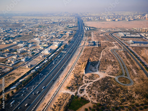 E311 Sheikh Mohammed bin Zayed Road in Dubai suburbs. Main highway in the UAE