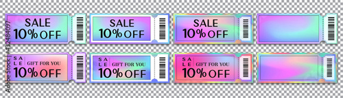 Discount coupon. promo code gift voucher and coupons template. vector illustration. Fashion Ticket Card template for graphics design.