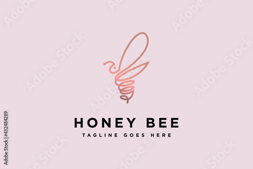 Honey Bee logo design inspiration for honey company,conceptual vector illustration