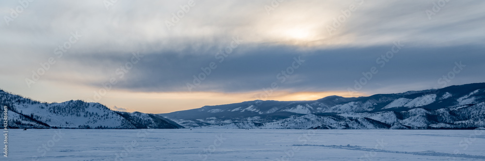 Sunset panorama on Lake Baikal