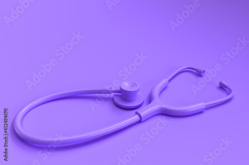 3d Render Realistic Medical Stethoscope on Color Background.