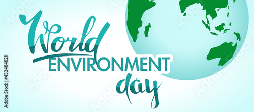 World Environment Day. Banner on the theme of ecology and caring for nature. Planet earth.