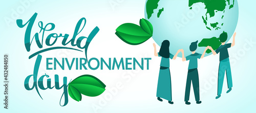 World Environment Day. Banner on the theme of ecology and caring for nature. Planet earth.