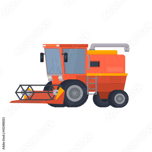 Combine harvester. Agricultural machinery, vector illustration