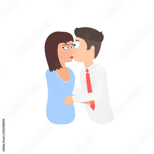 Kiss. A couple in love, vector illustration