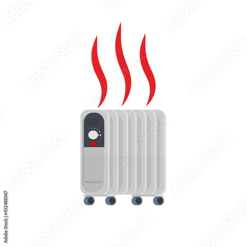 Electric heater. Heating radiator, vector illustration