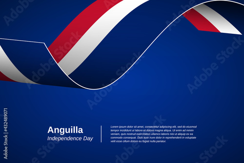 Happy national day of Anguilla. Creative waving flag banner background. Greeting patriotic nation vector