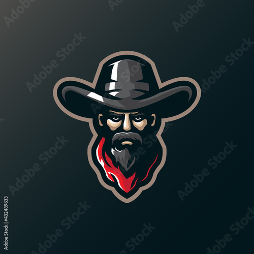 Cowboy mascot logo design vector with modern illustration concept style for badge, emblem and t shirt printing. Cowboy head illustration.