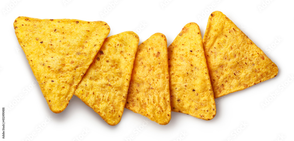 Fototapeta premium Delicious nachos chips, isolated on white background