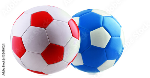 Two leather soccer balls isolated on white