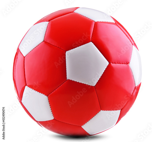 Leather soccer ball isolated on white background
