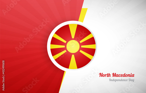 Happy independence day of North Macedonia greeting background. Abstract North Macedonia country flag illustration