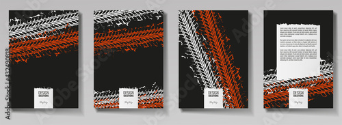 Сover design set. Tracks. For background page, brochure template, booklet, flyer.
